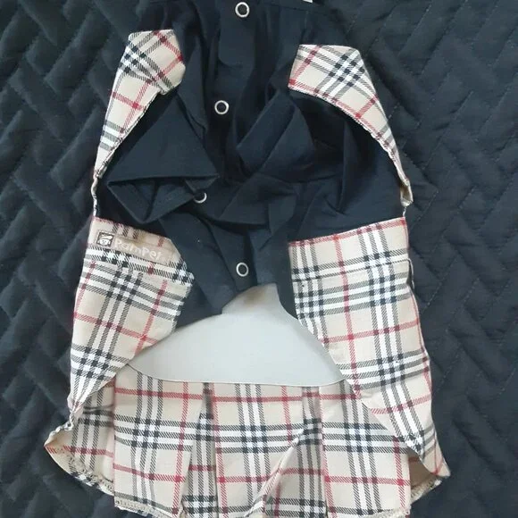 Tan Plaid Dog Dress For Small Dogs Size 4 - Picture 4 of 7